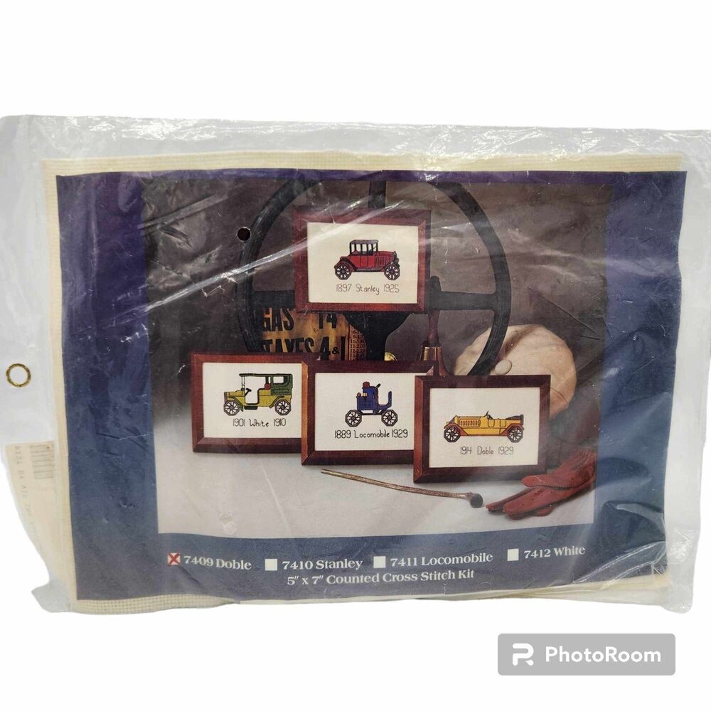 Creative Expressions Cross Stitch Kit #7409 Doble Antique Auto Car NOS Sealed
